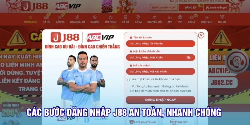 Các bước đăng nhập J88 an toàn, nhanh chóng 